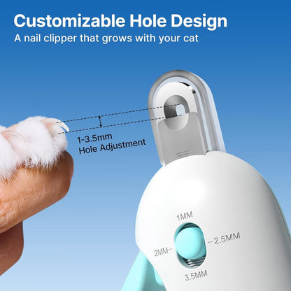 Electric Nail File - Dog Nail Clipper - Cat Nail Clipper - Dog Nail File - With Adjustable Trimming Hole in 3 Sizes and Hidden Nail File - Safe Toenail Clipper For Kittens and Indoor Cats - Anti-Splash Nail Clipper For Grooming (Blue) - Image 5