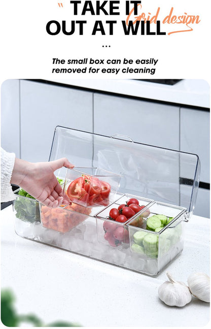 Large ice-cooled condiment holder - Chilled condiment holders - with lids for 5 removable compartments (2.5 cups) - Serving bowls, fruit and garnish bowl - for party supplies and bar accessories - Image 3