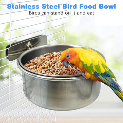 Parrot feeder - Bird food bowl - Stainless steel water bowl for bird cage with clip holder - Suitable for birds and hamsters - 10 cm - 2 pieces - Image 5
