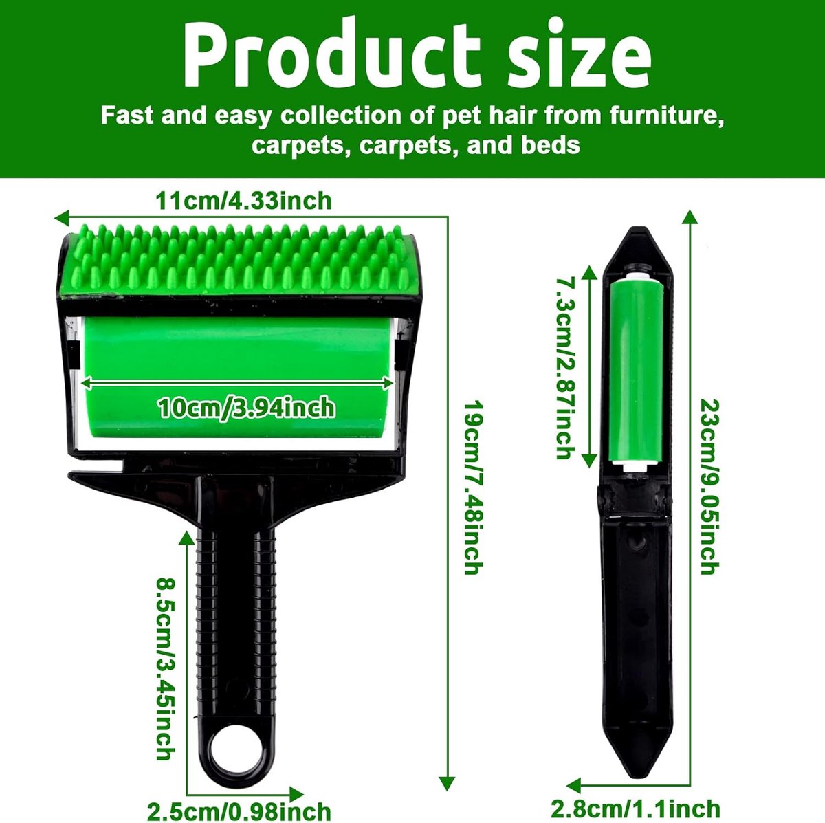 Pet hair remover - 3-in-1 lint roller - Reusable, silicone, washable - Suitable for sofas, carpets, couches, and clothing. - Image 4