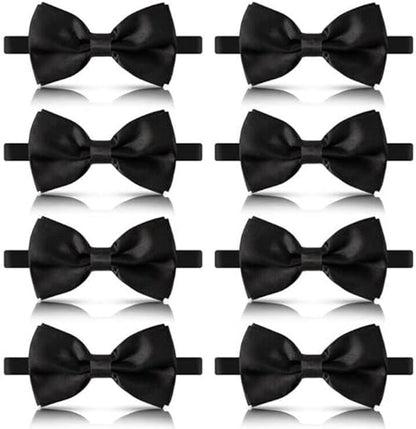 8 men's bow ties, pre-tied men's bow ties, adjustable satin bow tie for all ages