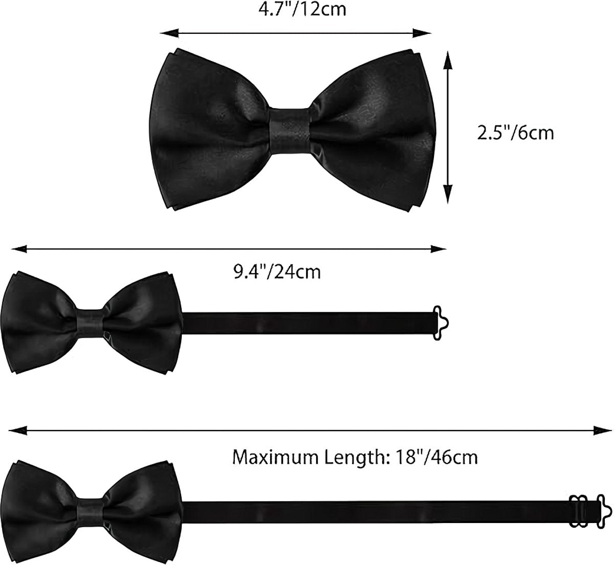 8 men's bow ties, pre-tied men's bow ties, adjustable satin bow tie for all ages - Image 2