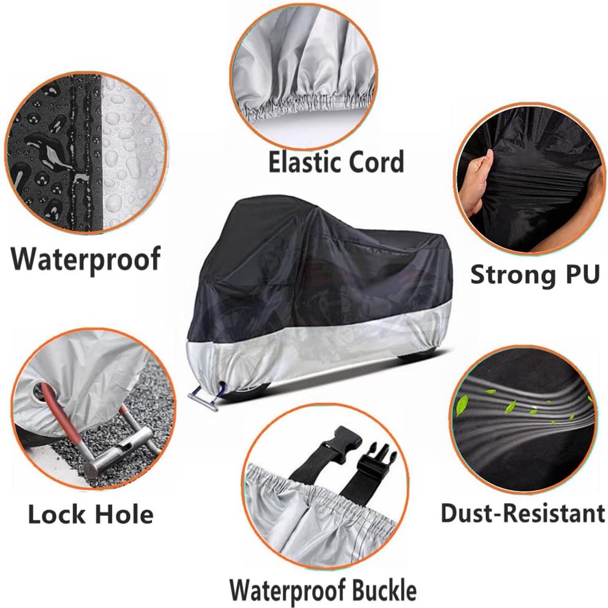 Motorcycle cover, Waterproof car cover with lock holes and storage bag, suitable for motorcycles up to 245 cm - Image 3