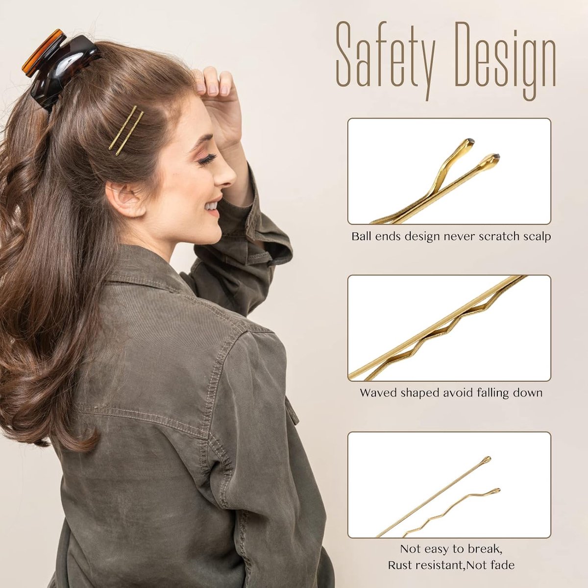 100 Pieces 2 Inch Gold Hairpins - With Clear Storage Box - For Hair Salons & Personal Use - Image 2