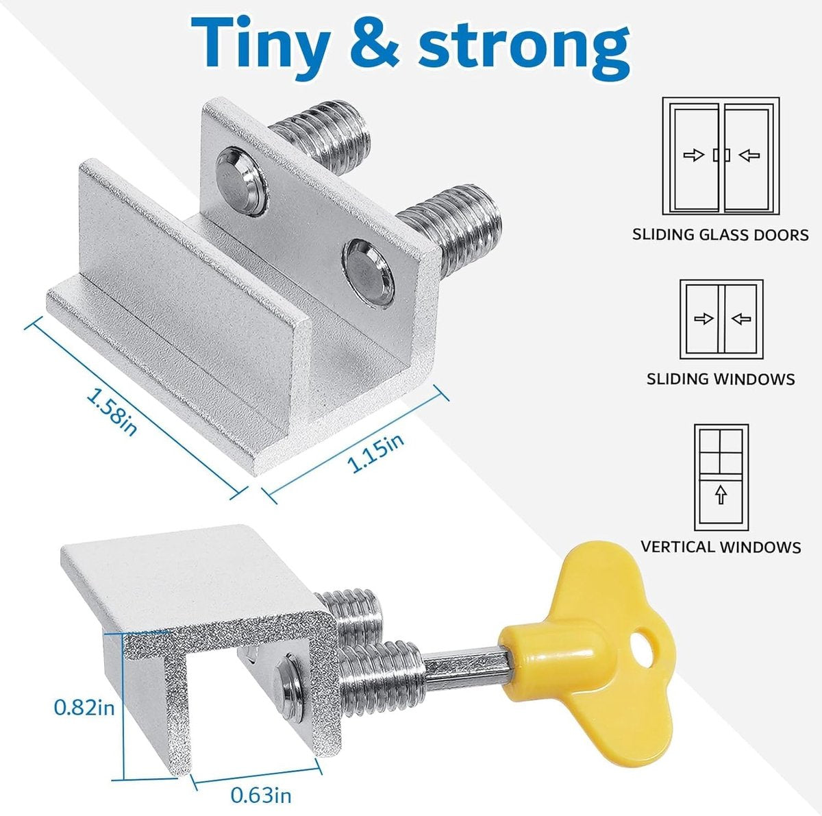 Sliding window locks - Horizontal & up/down - 4 sets silver - Image 2