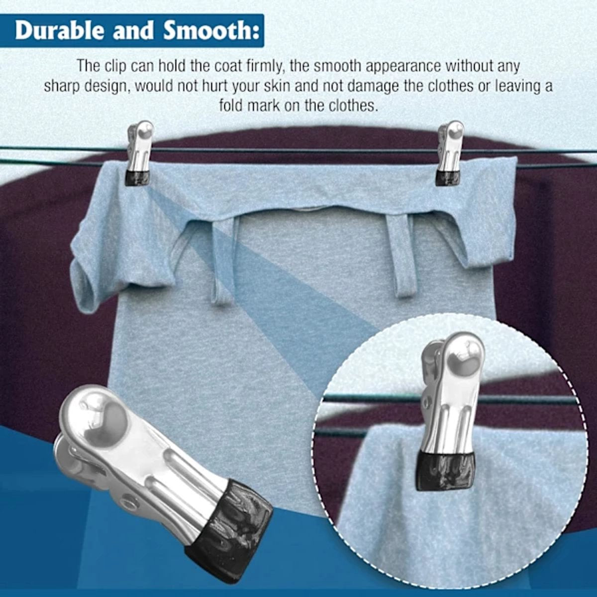 Stainless Steel Clothes Clips 40-piece – Strong, for outdoor use - Image 3