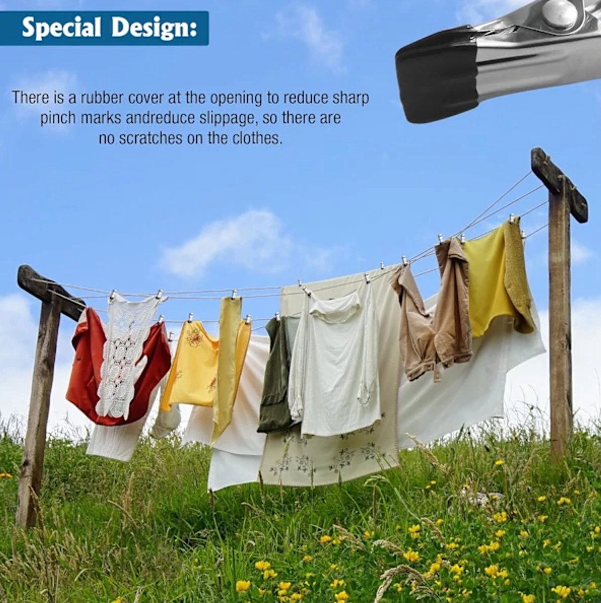 Stainless Steel Clothes Clips 40-piece – Strong, for outdoor use - Image 4