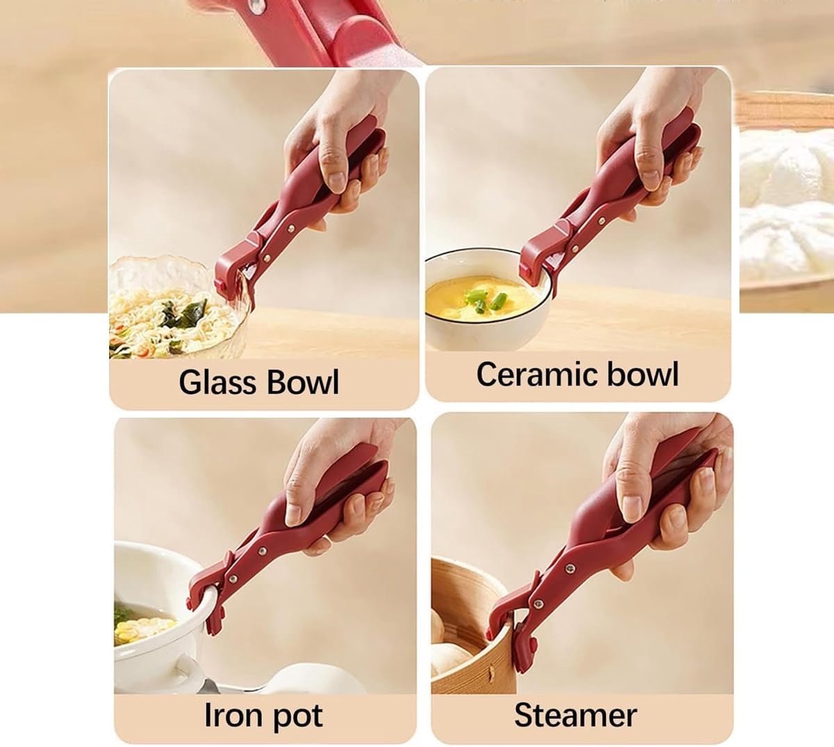 2-piece anti-burn clip for bowls - Kitchen use - Clip for hot dishes - Non-slip silicone clip for the kitchen - 2025 improved silicone clip - Image 3