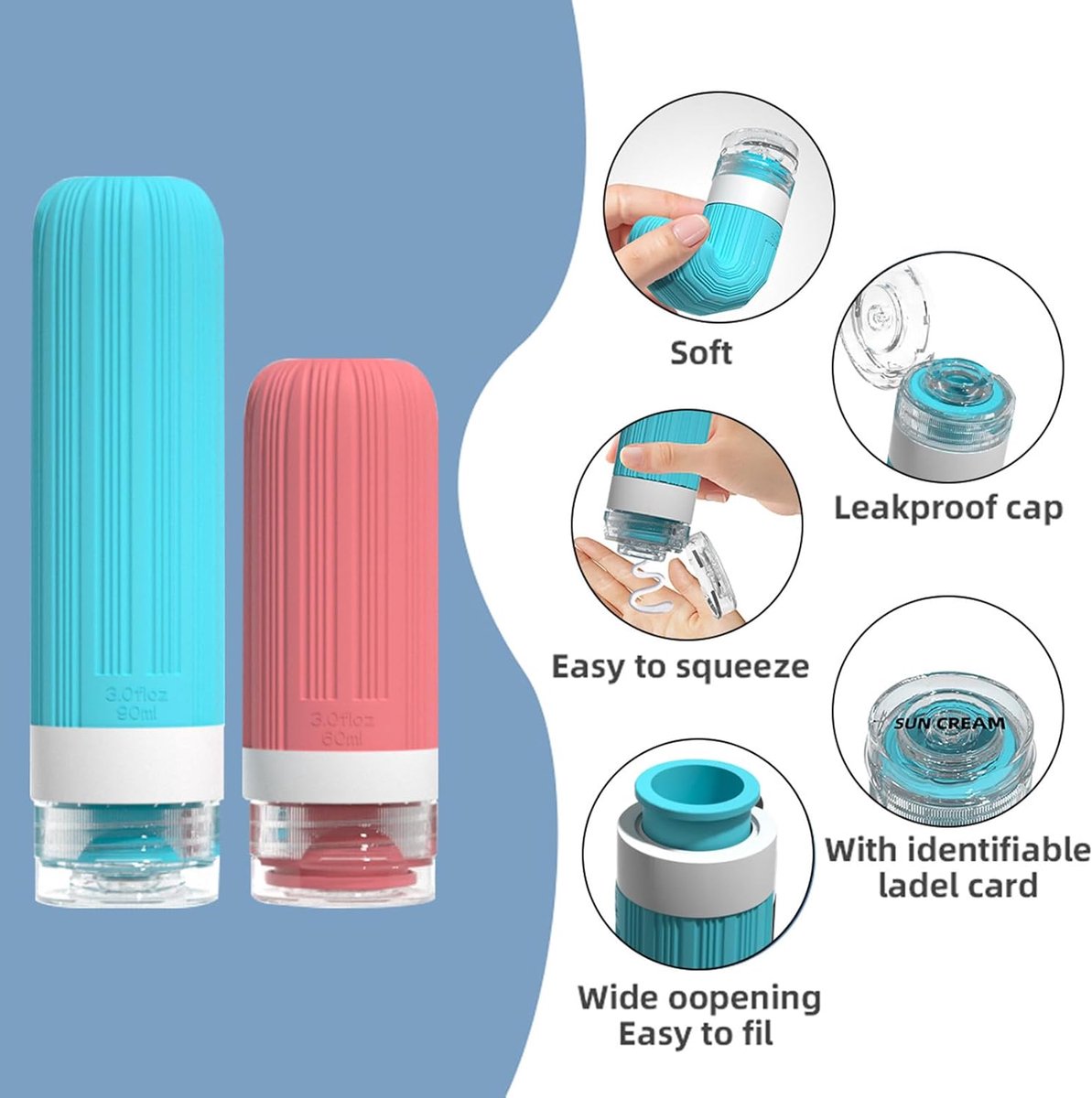 Travel Bottles with Case - Travel Accessories - Cosmetic Jars - Travel Bottles - Suitable for Toiletries - Eco-Friendly and Portable (1 piece) - Image 4