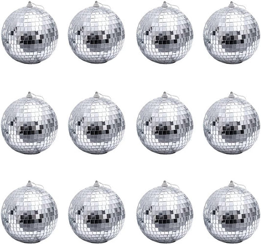 12 1.2-inch silver mirrored disco ball Christmas tree ornaments - suitable for family parties, Christmas decorations for weddings - create light effects