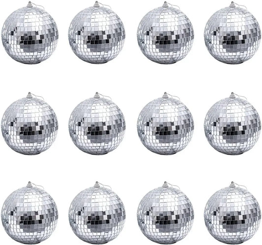 12 1.2-inch silver mirrored disco ball Christmas tree ornaments - suitable for family parties, Christmas decorations for weddings - create light effects