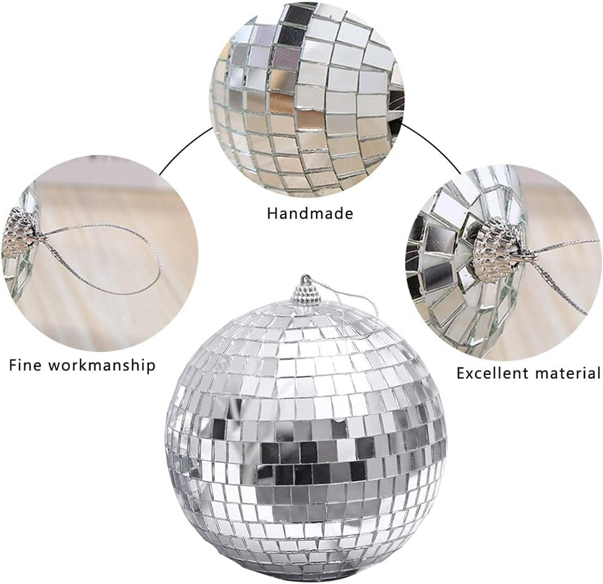 12 1.2-inch silver mirrored disco ball Christmas tree ornaments - suitable for family parties, Christmas decorations for weddings - create light effects - Image 2