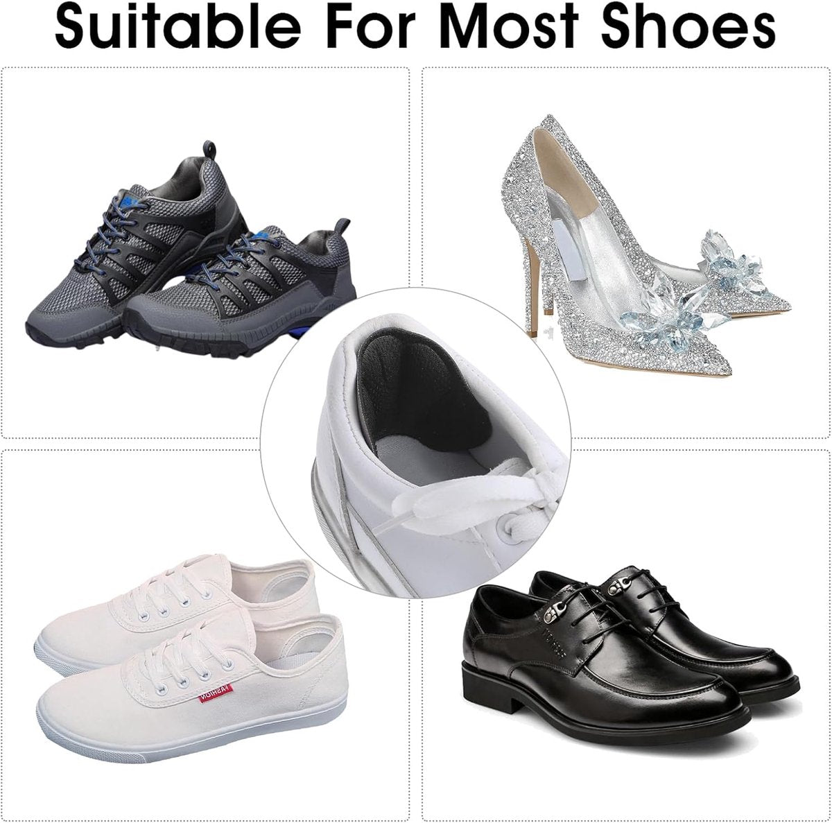 4-Pair Heel Sole - Anti-Slip Heel Sole for High Heels & Dress Shoes - Anti-Slip Heel - Self-Adhesive Heel Sole - Suitable for Loose-fitting Shoes, Anti-Slip Heel Sole - Unisex Anti-Wear Heel Protectors - Image 3