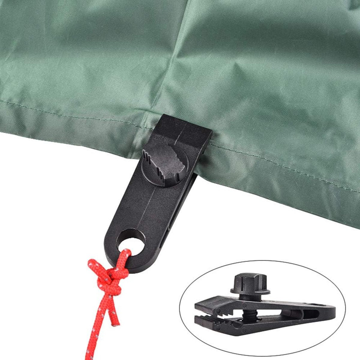 Tarp Clips & Bungee Cords 10-piece – Heavy Duty, for tents/banners (black) - Image 3