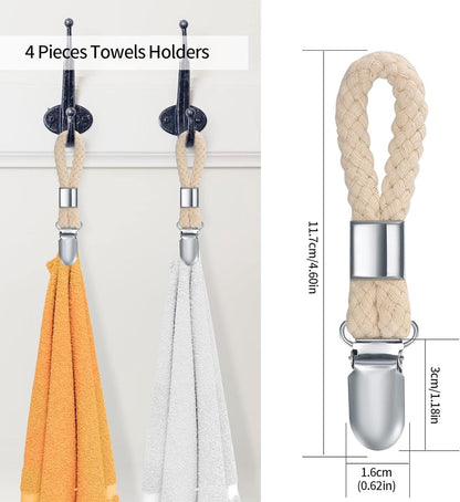 Towel clips - 4 towel clips - for hanging towels - towel clips with loops - towel clips - towel hooks - dishcloth and towel rack clips - Image 2