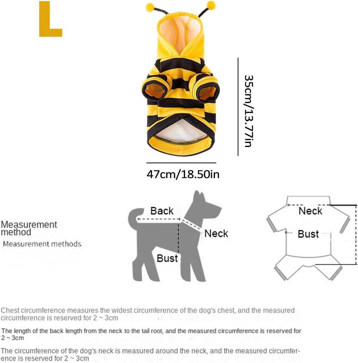 Bee Cat Costume - Small Hooded Set for Dog and Cat - Halloween Pet Costume - Image 5