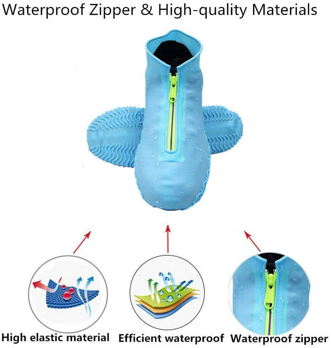 Waterproof shoe covers - Rain boot covers - Non-slip rain boots - Overshoe-style rain boots - Blue - Size 39-42 - Image 2