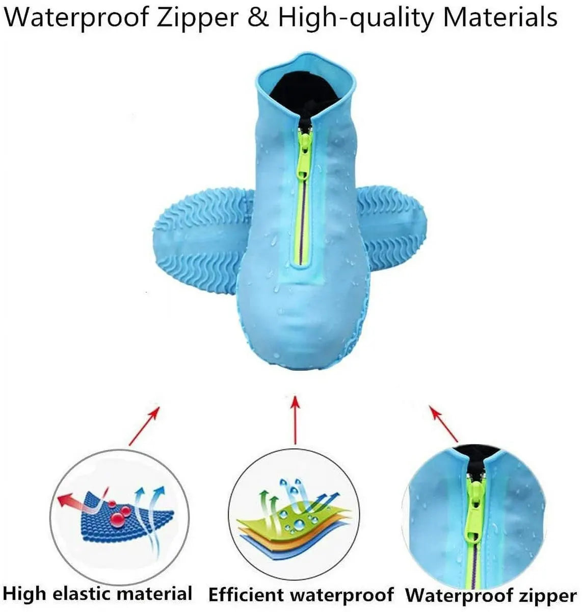Waterproof shoe covers - Rain boot covers - Non-slip rain boots - Overshoe-style rain boots - Blue - Size 39-42 - Image 2