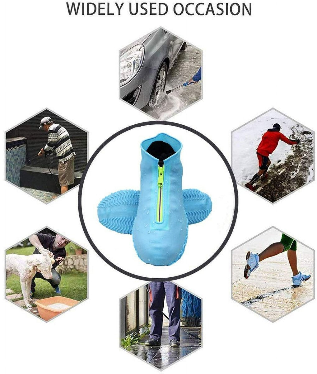 Waterproof shoe covers - Rain boot covers - Non-slip rain boots - Overshoe-style rain boots - Blue - Size 39-42 - Image 4