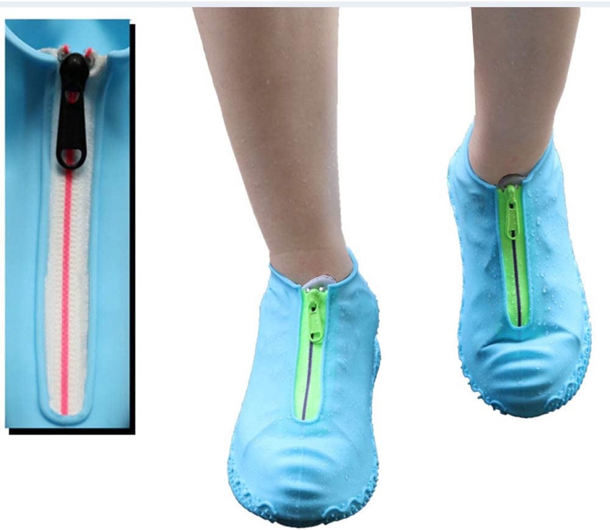Waterproof shoe covers - Rain boot covers - Non-slip rain boots - Overshoe-style rain boots - Blue - Size 39-42 - Image 5