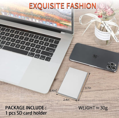 SD card holder - SD card holder - Memory card holder - Aluminum alloy hard shell - Dual layer capacity for 6 SD cards and 12 TF cards Silver color - Image 5