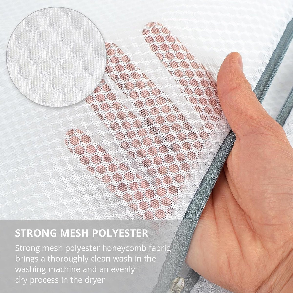 Set of 3 mesh laundry bags - Suitable for washing delicate garments - Mesh laundry bags for bras with hanging loops - Dimensions: 15 x 18 cm - Special laundry bags for lingerie - Image 2