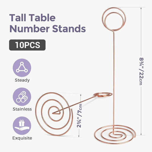 Table number holders 10-piece – 8.75 inch, rose gold, for parties/restaurants - Image 2