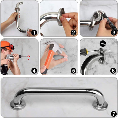 2 Pieces Bathroom Grab Bar 304 Stainless Steel - 30cm - 500lbs Load Capacity - For the Elderly - Image 2