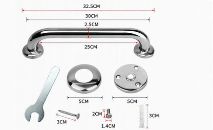 2 Pieces Bathroom Grab Bar 304 Stainless Steel - 30cm - 500lbs Load Capacity - For the Elderly - Image 3