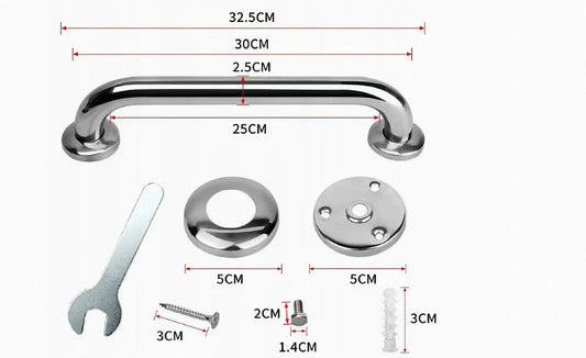 2 Pieces Bathroom Grab Bar 304 Stainless Steel - 30cm - 500lbs Load Capacity - For the Elderly - Image 3