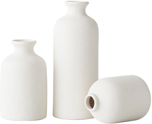 Ceramic vase set - Modern home decor vases - Suitable for bookshelves, living rooms, bedrooms, dining table decoration, gifts and small flower arrangements (3 pieces)