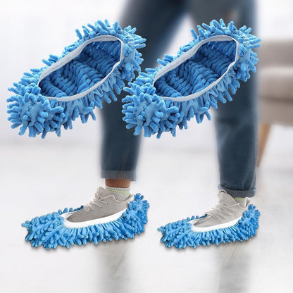 Shoe covers - 2 pairs of blue mop slippers - Microfiber cleaning mats for mopping - Soft and washable - Household slippers for cleaning floors - Image 2