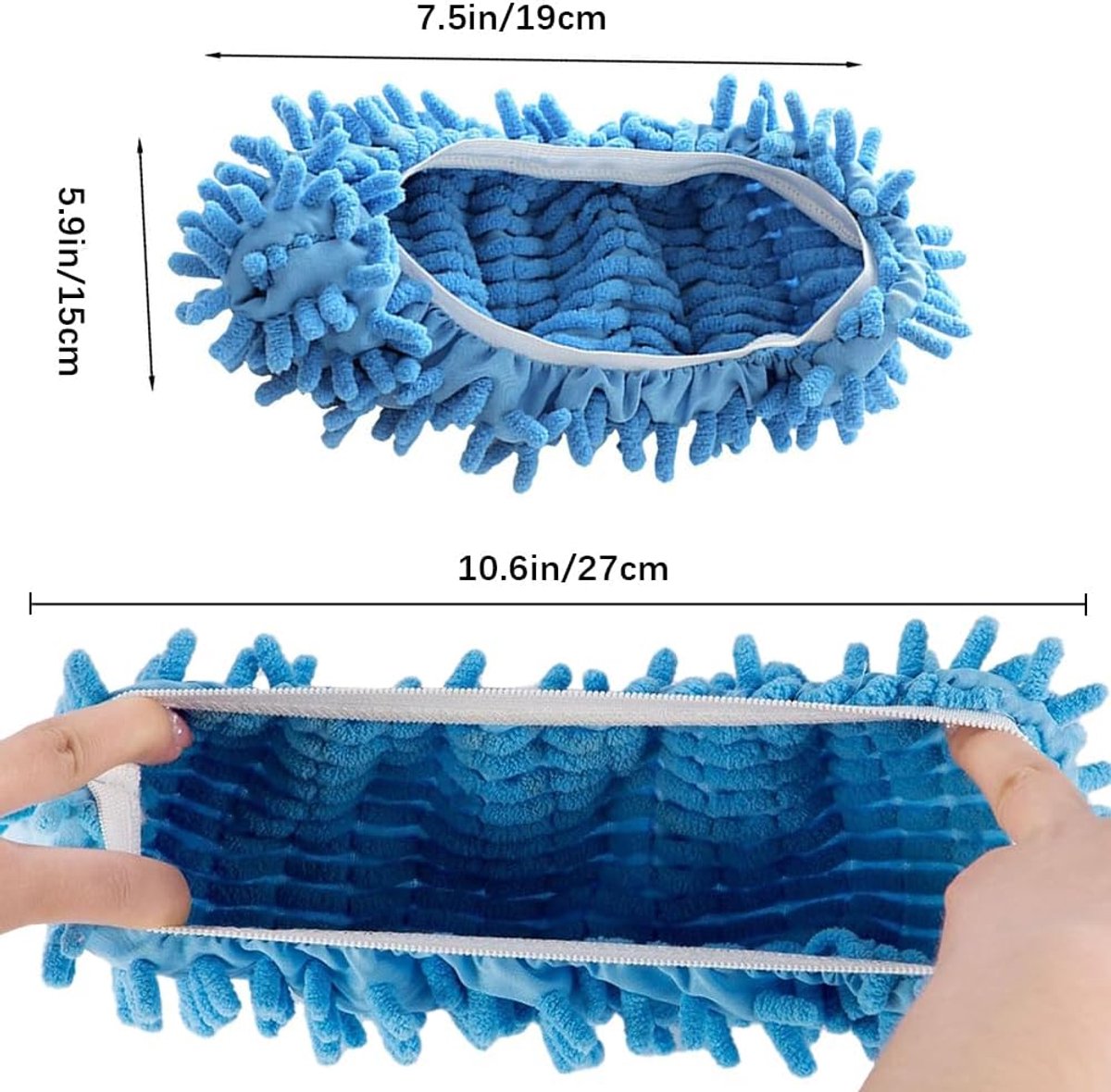 Shoe covers - 2 pairs of blue mop slippers - Microfiber cleaning mats for mopping - Soft and washable - Household slippers for cleaning floors - Image 5