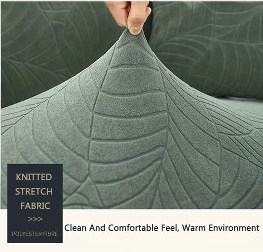 Waterproof sofa cover - Bright green jacquard leaf pattern - For 3-seater sofa (185-230 cm) - Image 4