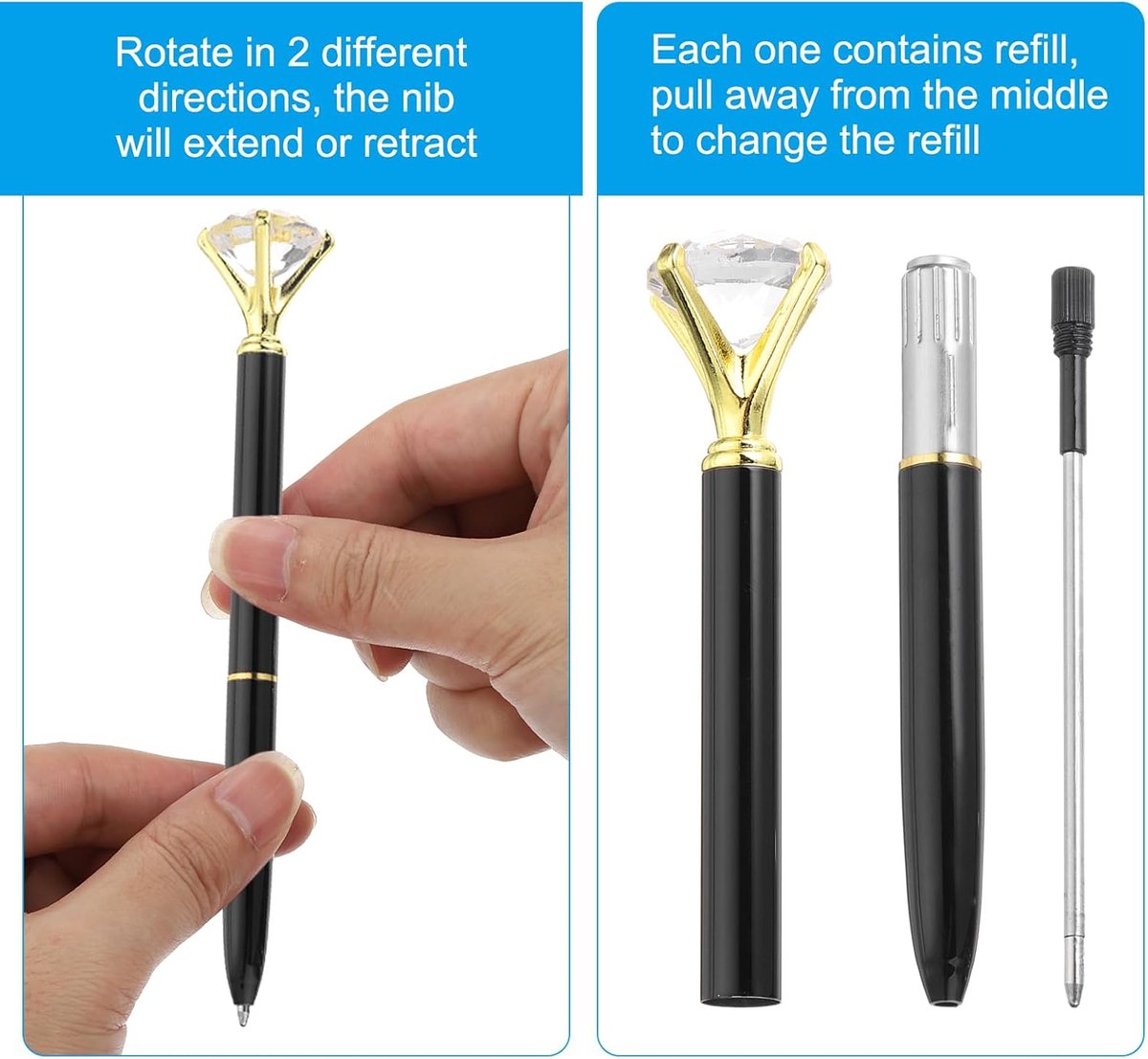 Ballpoint pen - 20 pieces - Metal casing - Black ink - Suitable for weddings, office occasions, etc. - Black - Image 2