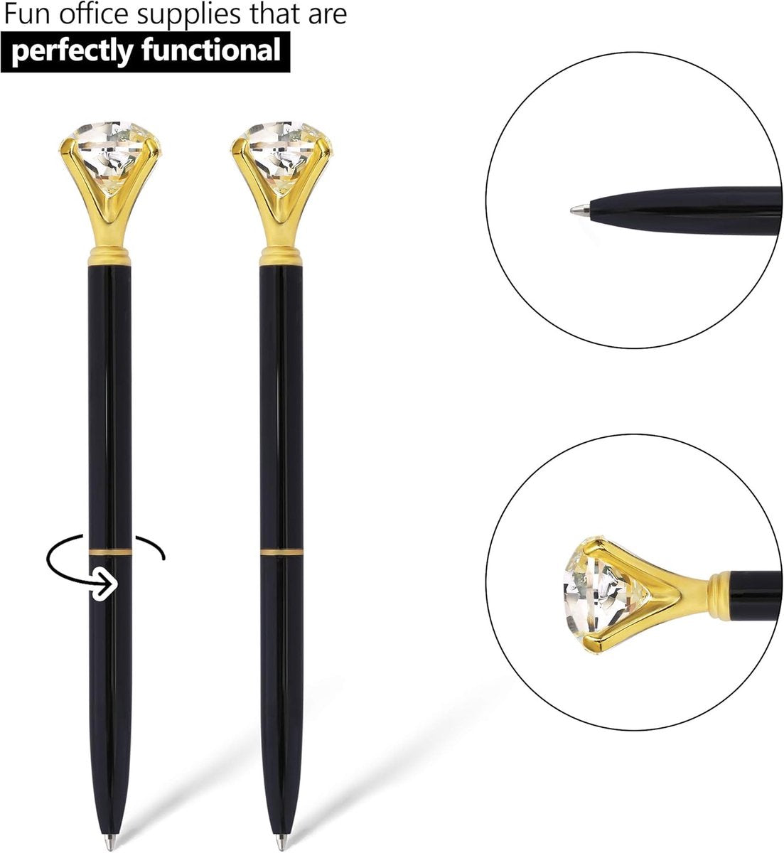 Ballpoint pen - 20 pieces - Metal casing - Black ink - Suitable for weddings, office occasions, etc. - Black - Image 3