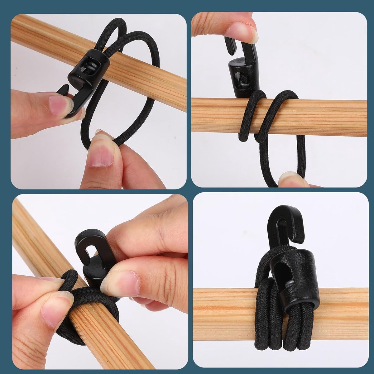 Elastic ropes with hooks - 20 pieces, 10 cm each - Multifunctional tarpaulin tensioner - Rubber tensioner - Suitable for tarpaulins, tents, camping - Image 5
