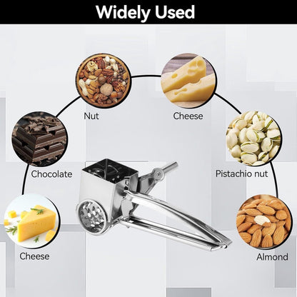Rotary cheese grater - Stainless steel cheese cutter - Slicer - Grater - With 3 roller blades - Handy design - Suitable for kitchens - Image 3