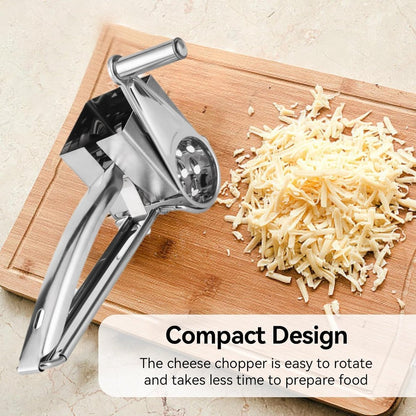 Rotary cheese grater - Stainless steel cheese cutter - Slicer - Grater - With 3 roller blades - Handy design - Suitable for kitchens - Image 4