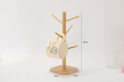 Bamboo Coffee Cup Tree - 6 Hooks - Space-saving - Stable - For Kitchen Table or Coffee Bar - Image 2