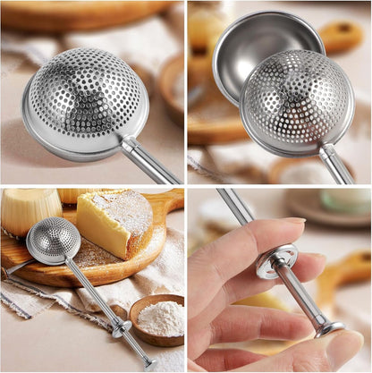 Flour Sieve - 304 Stainless Steel Fine Kitchen Sieve - Long-handled kitchen sieve - Handy Dusting Tool with Fine Mesh - Ideal for Powdered Sugar and Spices - Image 5