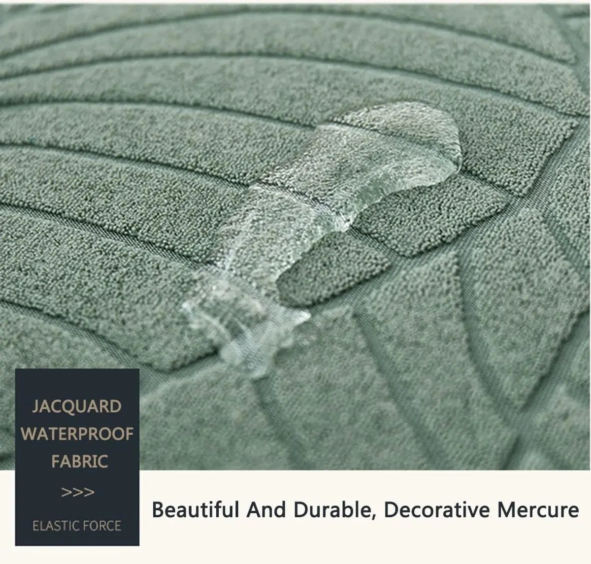 Waterproof sofa cover - Bright green jacquard leaf pattern - For single sofa (90-140 cm) - Image 5
