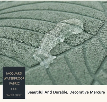 Waterproof sofa cover - Bright green jacquard leaf pattern - For single sofa (90-140 cm) - Image 5