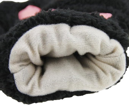 gloves-winter gloves-half-finger gloves - Extra thick men's gloves-women's gloves-warm gloves for women and girls - Cartoon panda paw - Image 4