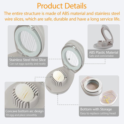 Egg slicer - stainless steel egg slicer - Suitable for slicing eggs - Multifunctional egg slicer - Comes with storage box - Also suitable for slicing eggs, strawberries, and other soft fruit. - Image 2