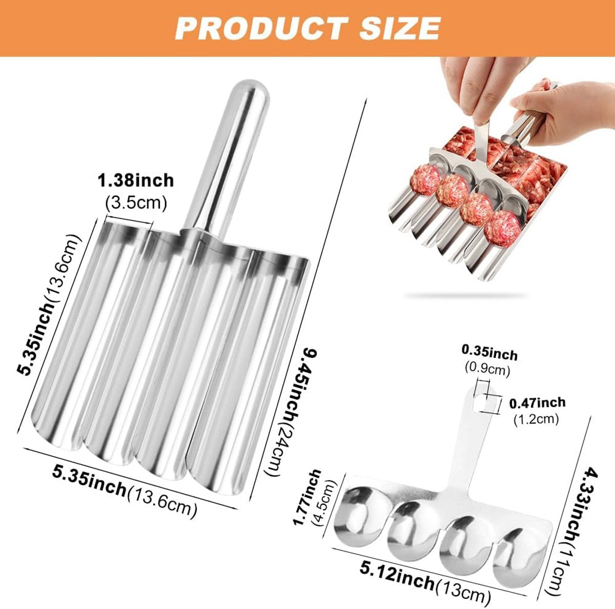 Meatball maker, stainless steel non-stick meatball maker, portable meatball scooper kitchen restaurant must-have meatball maker set, home cooking tools - Image 3