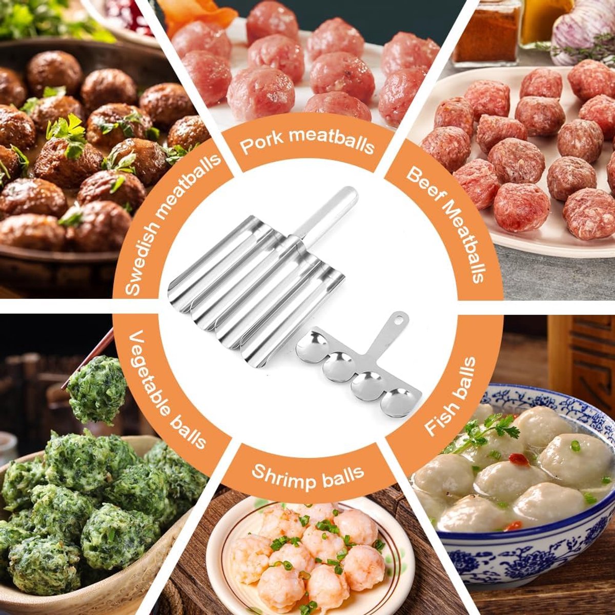 Meatball maker, stainless steel non-stick meatball maker, portable meatball scooper kitchen restaurant must-have meatball maker set, home cooking tools - Image 4