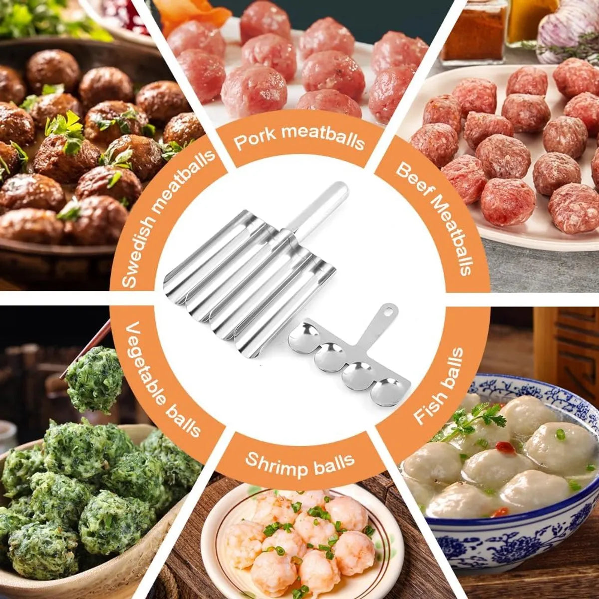 Meatball maker, stainless steel non-stick meatball maker, portable meatball scooper kitchen restaurant must-have meatball maker set, home cooking tools - Image 4