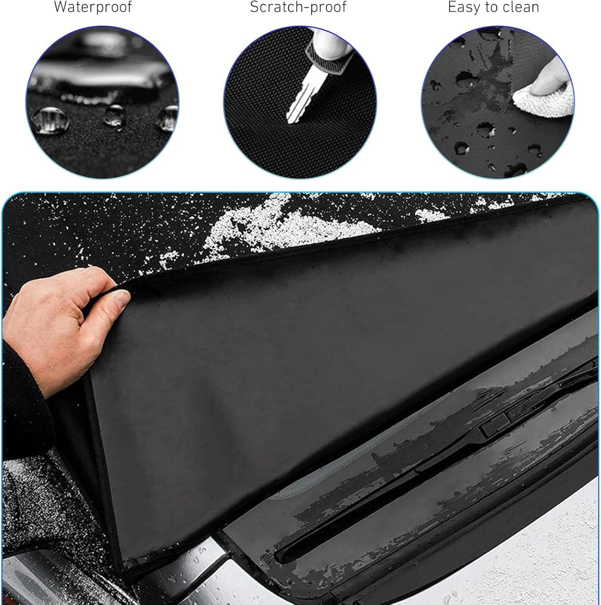 Car Window Protection - Windproof and Snowproof - 600D Oxford Fabric Windscreen Protection - Universal Type - Suitable for most cars - Image 2