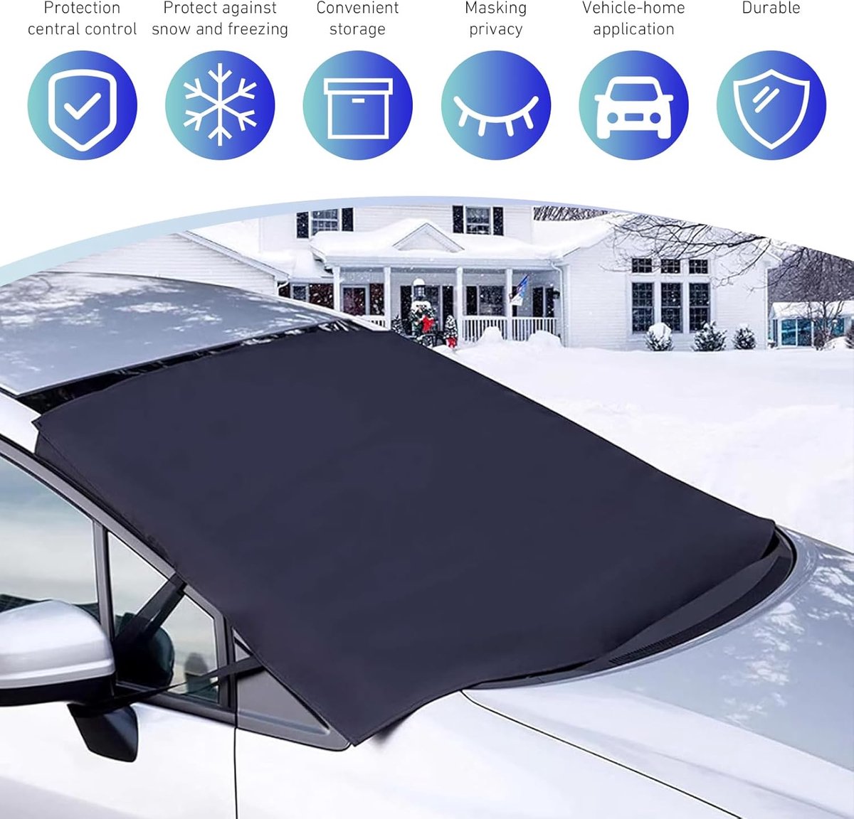 Car Window Protection - Windproof and Snowproof - 600D Oxford Fabric Windscreen Protection - Universal Type - Suitable for most cars - Image 3